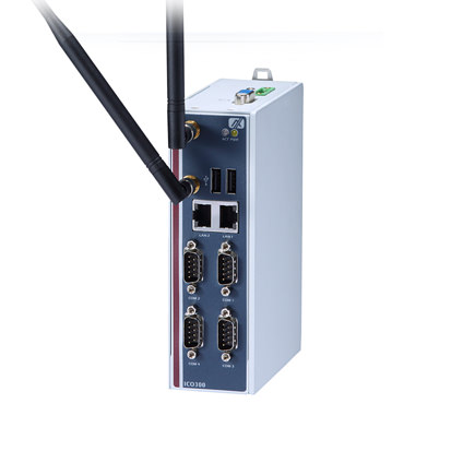 ICO300 Robust Din-rail Fanless Embedded System 4x COM Ports, 2x GbE LANs, DIO and RTC