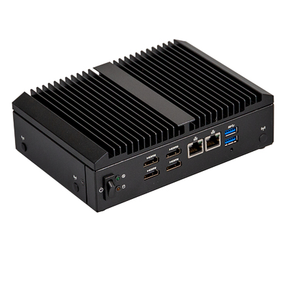 qbix pro amda1605h a1 fanless embedded computer frontview